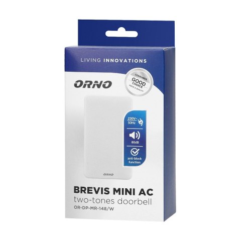 ORNO DZWONEK ELEKTROMECHANICZNY DWUTONOWY 230V BIAŁY BREVIS MINI ORNO DZWONEK ELEKTROMECHANICZNY DWUTONOWY 230V BIAŁY BREVIS MINI