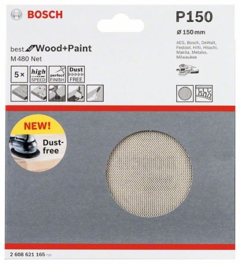BOSCH SIATKA ŚCIERNA M480 150MM G150 5SZT. BOSCH SIATKA ŚCIERNA M480 150MM G150 5SZT.