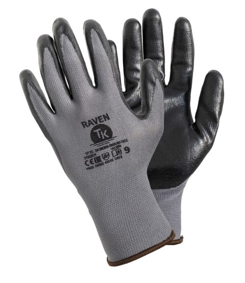 UN RĘKAWICE MONTERSKIE POLIESTER + NITRYL RAVEN, ROZMIAR 10