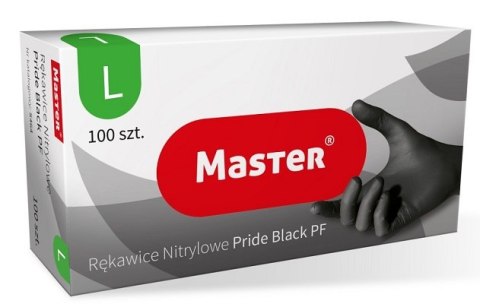 UN RĘKAWICE NITRYLOWE CZARNE MASTER PRIDE ROZMIAR L