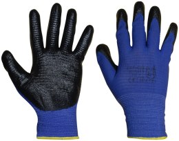 UN RĘKAWICE POLIESTROWE POWLEKANE NITRYLEM NIEBIESKIE 9