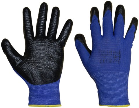UN RĘKAWICE POLIESTROWE POWLEKANE NITRYLEM NIEBIESKIE 9