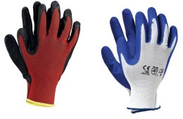 UN RĘKAWICE POLIESTER+LATEX RTELA, GNYLEX CZERWONO-CZARNE 10