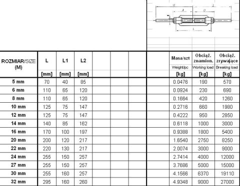 UN ŚRUBA RZYMSKA SZPILKA-SZPILKA 30MM