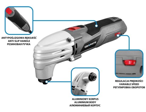 GRAPHITE URZĄDZENIE WIELOFUNKCYJNE 250W, ILOŚĆ OSCYLACJI 15000-21000 GRAPHITE URZĄDZENIE WIELOFUNKCYJNE 250W, ILOŚĆ OSCYLACJI 15000-21000