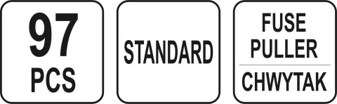 YATO ZESTAW 97 BEZPIECZNIKÓW PŁYTKOWYCH STANDOWYCH