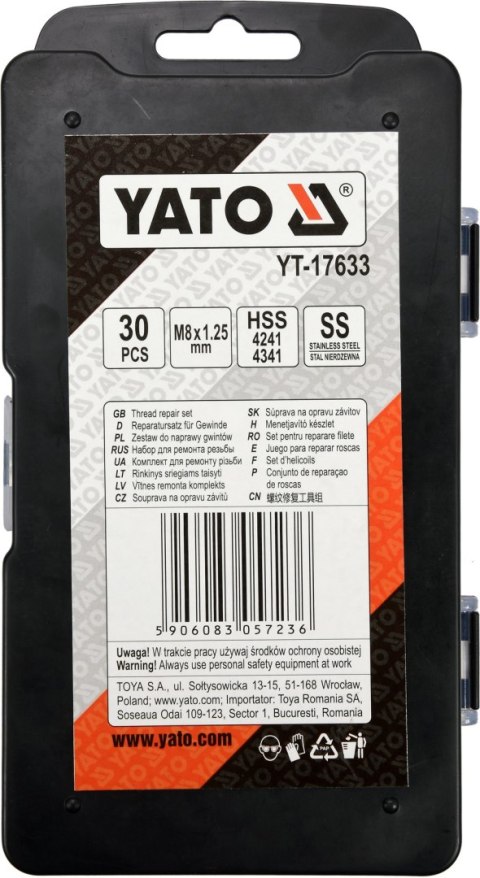 YATO ZESTAW DO NAPRAWY GWINTÓW M8*1.25 YATO ZESTAW DO NAPRAWY GWINTÓW M8*1.25