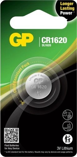 GP BATTERY BATERIA GUZIKOWA LITOWA 3V CR1620 GP BATTERY BATERIA GUZIKOWA LITOWA 3V CR1620