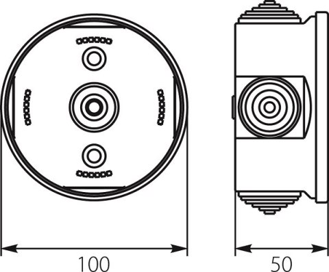 UN PUSZKA HERMETYCZNA NATYNKOWA 100MM IP44 SZARA PO-100