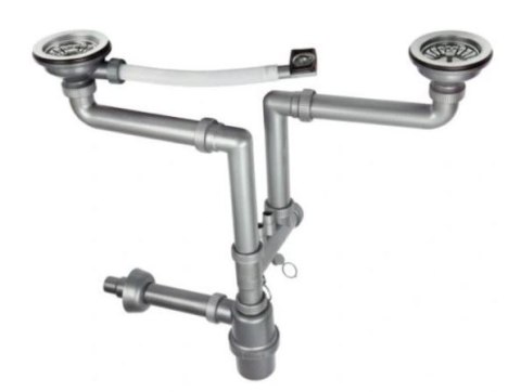 UN SYFON ZLEWOZMYWAKOWY 2 KOMOROWY - Z PRZELEWEM 3.5'