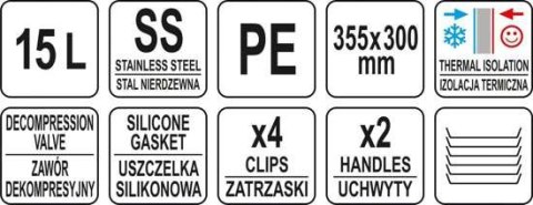 YATO TERMOS TRANSPORTOWY OKRĄGŁY 15L. YATO TERMOS TRANSPORTOWY OKRĄGŁY 15L.