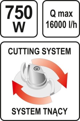 YATO POMPA DO ŚCIEKÓW 750W Z ROZDRABNIACZEM
