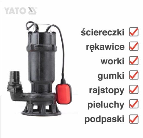 YATO POMPA DO ŚCIEKÓW 750W Z ROZDRABNIACZEM YATO POMPA DO ŚCIEKÓW 750W Z ROZDRABNIACZEM