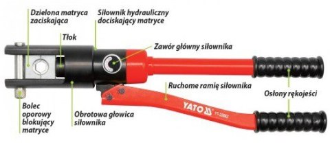 YATO PRASKA HYDRAULICZNA, RĘCZNA DO ZACISKANIA KOŃCÓWEK 16*300MM2 YATO PRASKA HYDRAULICZNA, RĘCZNA DO ZACISKANIA KOŃCÓWEK 16*300MM2