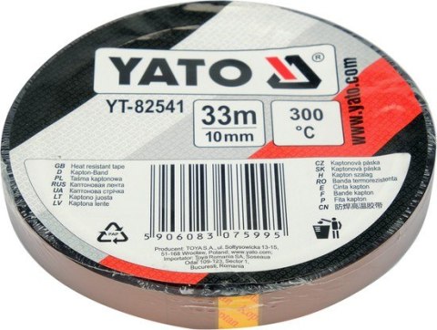 YATO TAŚMA KAPTONOWA 10MM ODPORNA NA WYSOKIE TEMPERATURY YATO TAŚMA KAPTONOWA 10MM ODPORNA NA WYSOKIE TEMPERATURY