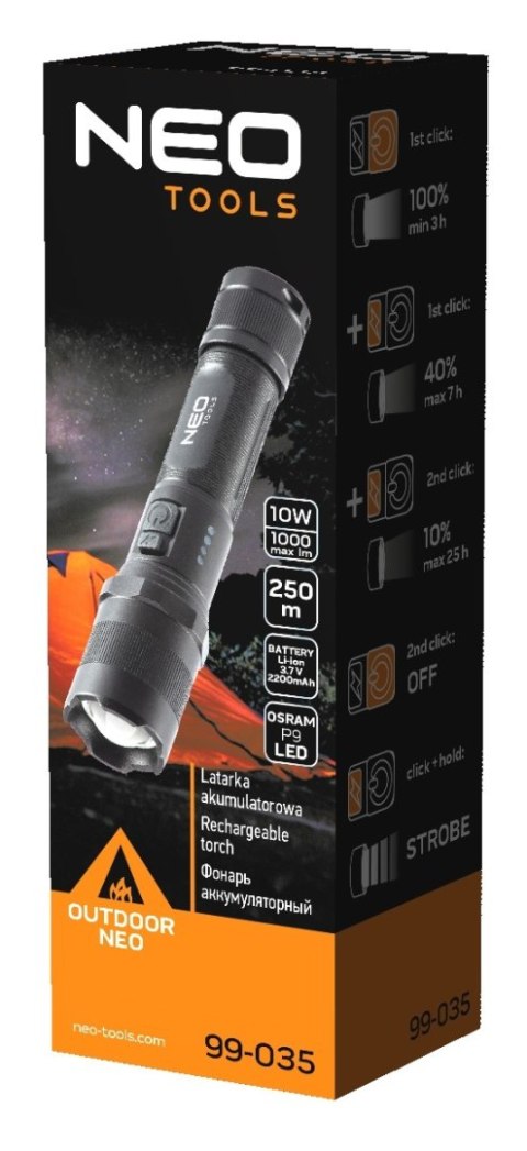 NEO LATARKA AKUMULATORAWA USB 1000 LM OSRAM P9 LED NEO LATARKA AKUMULATORAWA USB 1000 LM OSRAM P9 LED