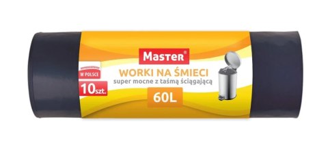 UN WORKI NA ODPADY HD 60L Z TAŚMĄ ŚCIĄGAJĄCĄ - SUPER MOCNE