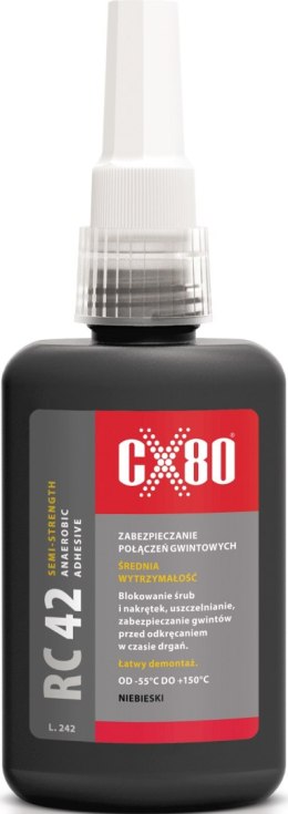 CX-80 KLEJ ANAEROBOWY RC-42 DO GWINTÓW ŚRUB ŚREDNI 50ML