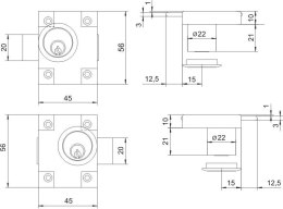 LOB ZAMEK MEBLOWY ZMB-2 NIKLOWANY PRAWY