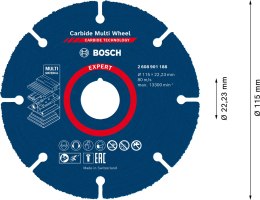 BOSCH TARCZA UNIWERSALNA EXPERT CARBIDE MULTI WHEEL CMW 115*22MM