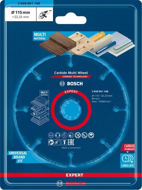 BOSCH TARCZA UNIWERSALNA EXPERT CARBIDE MULTI WHEEL CMW 115*22MM BOSCH TARCZA UNIWERSALNA EXPERT CARBIDE MULTI WHEEL CMW 115*22MM