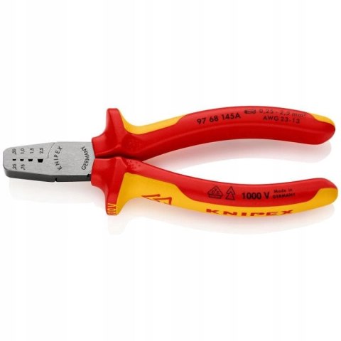 KNIPEX SZCZYPCE DO ZAGNIATANIA TULEJEK KABL. 0,25-2,5MM IZOLOWANE