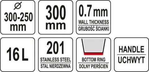YATO WIADRO / POJEMNIK ZE STALI NIERDZEWNEJ 16L. YATO WIADRO / POJEMNIK ZE STALI NIERDZEWNEJ 16L.