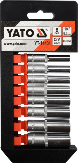 YATO ZESTAW NASADEK DŁUGICH 1/4'' 8 CZĘŚCI