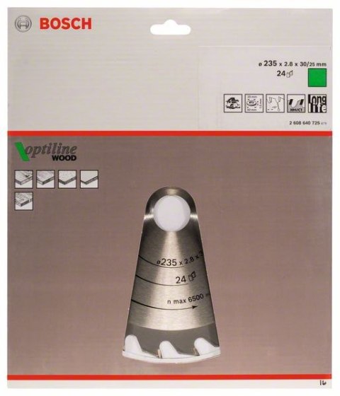 BOSCH PIŁA TARCZOWA-H OPTILINE WOOD 235*30/25*2.MM 24T BOSCH PIŁA TARCZOWA-H OPTILINE WOOD 235*30/25*2.MM 24T