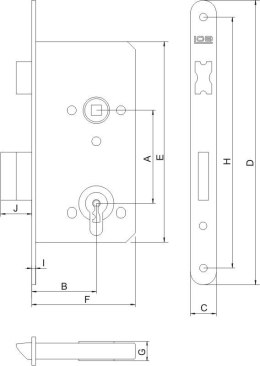 LOB ZAMEK WPUSZCZANY LOB 90MM NA WKŁADKĘ ŻÓŁTY