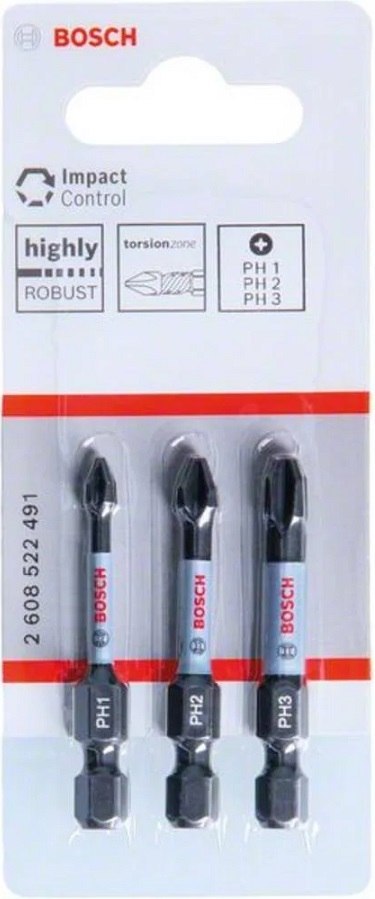 BOSCH ZESTAW BITÓW IMPACT 50MM PH1,PH2,PH3, BOSCH ZESTAW BITÓW IMPACT 50MM PH1,PH2,PH3,