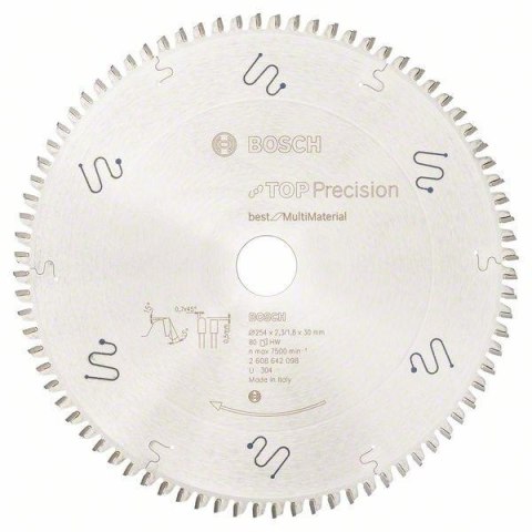 BOSCH PIŁA TARCZOWA TOP PRECISION BEST FOR MULTI MATERIA 254*30/80 BOSCH PIŁA TARCZOWA TOP PRECISION BEST FOR MULTI MATERIA 254*30/80