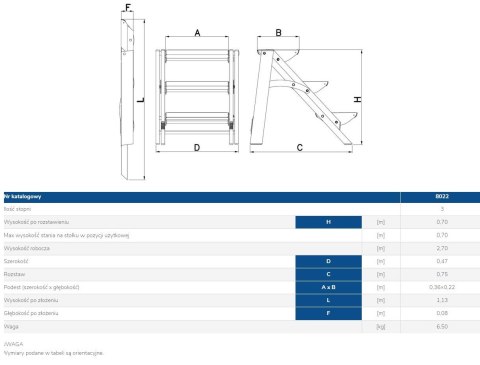 DRABEX SCHODKI SKŁADANE 70CM 3 STOPNIE DRABEX SCHODKI SKŁADANE 70CM 3 STOPNIE