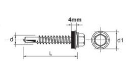 UN WKRĘT SAMOWIERTNY IMPAX Z EPDM #5MM RAL8019 5.5*25MM