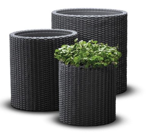 KETER ZESTAW 3 DONIC KETER CYLINDER PLANTER S+M+L - GRAFIT KETER ZESTAW 3 DONIC KETER CYLINDER PLANTER S+M+L - GRAFIT