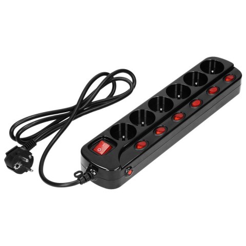 ORNO LISTWA ZASILAJĄCA 'MULTISWITCH', 6X2P+Z, KABEL 3X1,0M CZARNY ORNO LISTWA ZASILAJĄCA 'MULTISWITCH', 6X2P+Z, KABEL 3X1,0M CZARNY