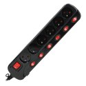 ORNO LISTWA ZASILAJĄCA 'MULTISWITCH', 6X2P+Z, KABEL 3X1,0M CZARNY