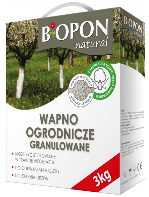 BIOPON WAPNO - OGRODNICZE DO BIELENIA I ODKWASZANIA GLEBY, 3 KG BIOPON WAPNO - OGRODNICZE DO BIELENIA I ODKWASZANIA GLEBY, 3 KG