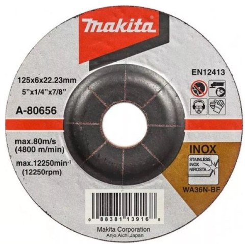 MAKITA TARCZA SZLIFIERSKA WYPUKŁA DO METALU 125*6*22 MM