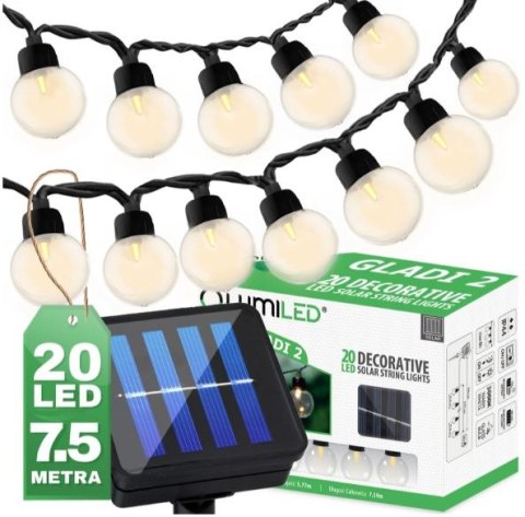 UN GIRLANDA SOLARNA GLADI 2, 20 LED G40 7,5M UN GIRLANDA SOLARNA GLADI 2, 20 LED G40 7,5M