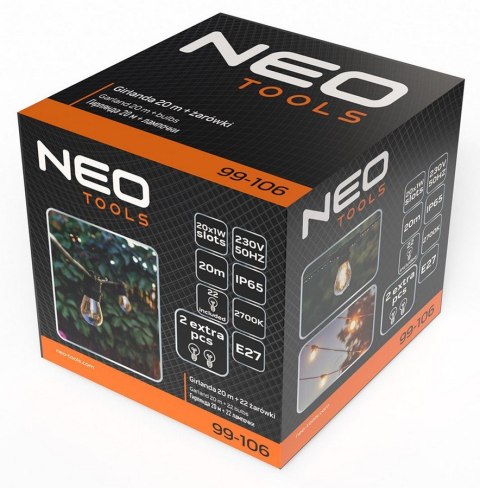 NEO GIRLANDA 20M + 22 ŻARÓWKI FILAMENT NEO GIRLANDA 20M + 22 ŻARÓWKI FILAMENT