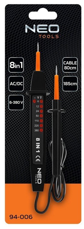 NEO WIELOFUNKCYJNY TESTER NAPIĘCIA 8 W 1 AC/DC 6-380V NEO WIELOFUNKCYJNY TESTER NAPIĘCIA 8 W 1 AC/DC 6-380V