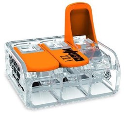 UN SZYBKOZŁĄCZKA 3X0,2-4MM2 TRANSPARENTNA/POMARAŃCZOWA 221-413