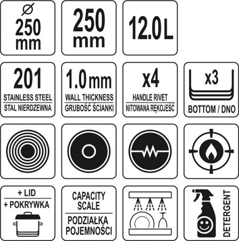 YATO GASTRO GARNEK WYSOKI Z POKRYWKĄ ZE STALI NIERDZEWNEJ 25X25 12L YATO GASTRO GARNEK WYSOKI Z POKRYWKĄ ZE STALI NIERDZEWNEJ 25X25 12L