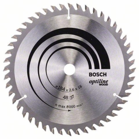 BOSCH PIŁA TARCZOWA H OPTILINE WOOD 184*2.6*16/Z48 BOSCH PIŁA TARCZOWA H OPTILINE WOOD 184*2.6*16/Z48