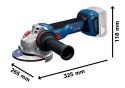 BOSCH SZLIFIERKA KĄTOWA AKUMULATOROWA 125MM GWS 18V-11S 0*AH L-BOX