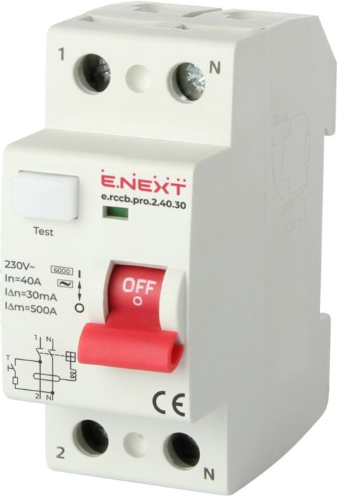 ENEXT WYŁĄCZNIK RÓŻNICOWOPRĄDOWY RCCB.PRO 2P 40A 30MA ENEXT WYŁĄCZNIK RÓŻNICOWOPRĄDOWY RCCB.PRO 2P 40A 30MA