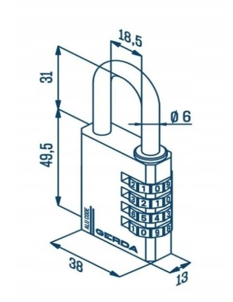 GERDA KŁÓDKA PAŁĄKOWA ALUMINIOWA SZYFROWA 4 DYSKI KAS S40 CZARNA GERDA KŁÓDKA PAŁĄKOWA ALUMINIOWA SZYFROWA 4 DYSKI KAS S40 CZARNA