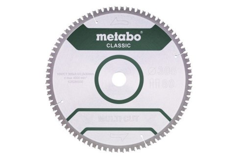 METABO PIŁA TARCZOWA MULTI CUT CLASSIC 305*30MM Z80. METABO PIŁA TARCZOWA MULTI CUT CLASSIC 305*30MM Z80.