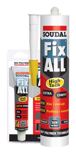 SOUDAL USZCZELNIACZ HYBRYDOWY FIX ALL HIGH TACK BIAŁY 290ML